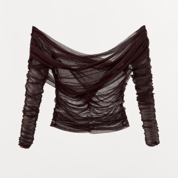 ZARA DRAPED 100% SILK WRAP TOP - Picture 6 of 7